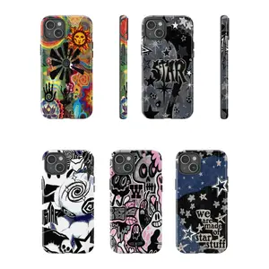 Grunge Trippy Collage Phone Case – Y2K aesthetic, blending psychedelic art, starry quotes, graffiti, and retro style, compatible with iPhone 17 Pro Max, 16, 15, 14, 13, 12, 11, and Samsung S21, S22, S23, S24, and S25.