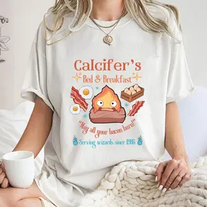 Howl’s Moving Castle Inspired Calcifer's Bed & Breakfast Unisex T- Shirt  Funny Shirt  Howl and Sophie Cotton Tshirt