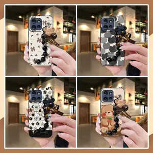 Waterproof cute Phone Case For MOTO G 5G 2025 Skin-friendly feel Dirt-resistant Black pearl pendant silicone Anti-knock Cartoon phone case Back Cover Simplicity protective case