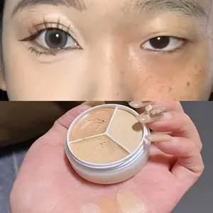 3 Color Concealer Foundation Palette, Creamy Smooth Texture, Plant Squalane, High Coverage Flawless for Redness, Dark Circles, Uneven Skin Tone