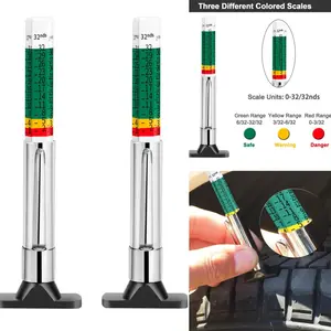 2-Pack Color Coded Car Tire Tread Depth Gauge, Universal Car Tire Tread Depth MeterReads in MM and 32nds, Digital Tire Tread Pattern Depth Thickness Gauge, Quickly Identifies Tread on Tires, Auto Inspection Tools Supplies,Green