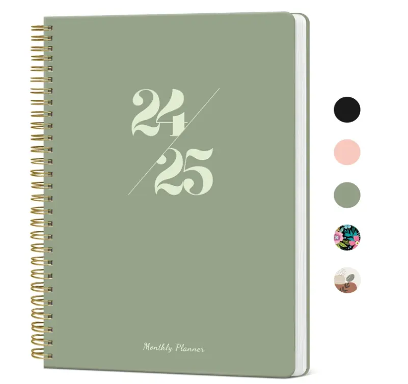 Monthly Planner 2024-2025, 2024 Calendar 18 Months Planner, JUL 2024 - DEC 2025, 7.4" x 9.6", 2024 Planner Spiral Bound, Perfect for School & Office - 24.7-25.12 - Green