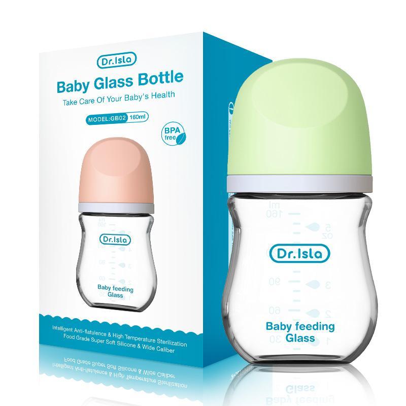 Dr.isla Baby's Glass Bottle, Baby Feeding Bottle, Glass Bottle for Baby Milk, Water, Juice, Milk Bottle for Toddlers, Drinking Cup for Kids, Eco Friendly Bottle