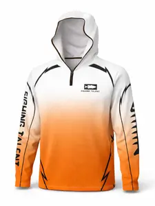 American Gradient Fishing Shirt for Men, Hooded Long Sleeve T-Shirt, Athletic Hoodie, Quick Dry Breathable Design for Outdoor Sports