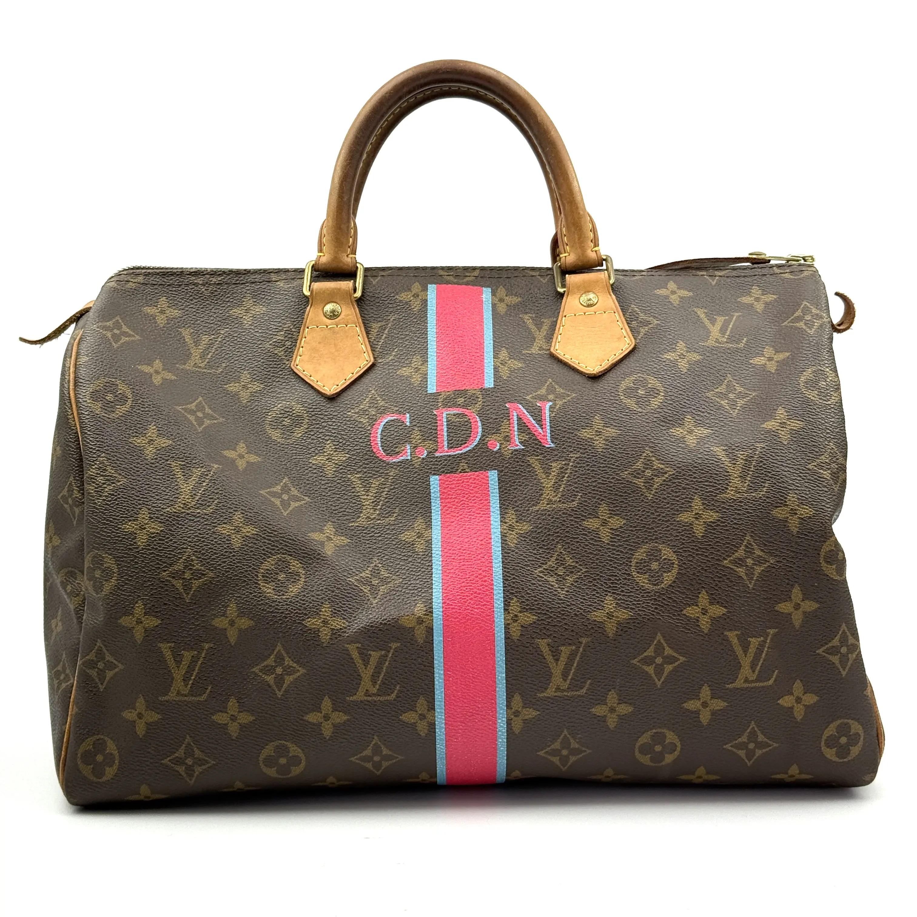 Pre-owned Louis Vuitton Speedy 35 My LV Heritage Monogram Canvas Custom Initials Handbag26422511