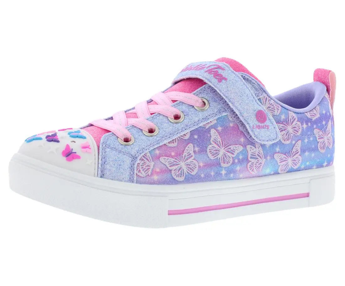 Skechers Lights Twinkle Sparks Ombre Flutter PS Kids' Sport Shoes, 1 Pair Kids Sneakers with Laces, Playful & Glitter Kid's Sneakers for Girls