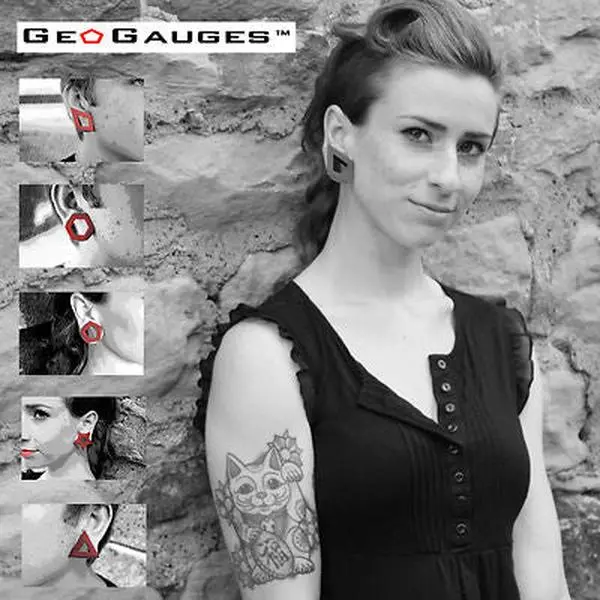 5 Pair Set of GeoGauges Brand Silicone Tunnels Ear Plugs Gauges Body Jewelry