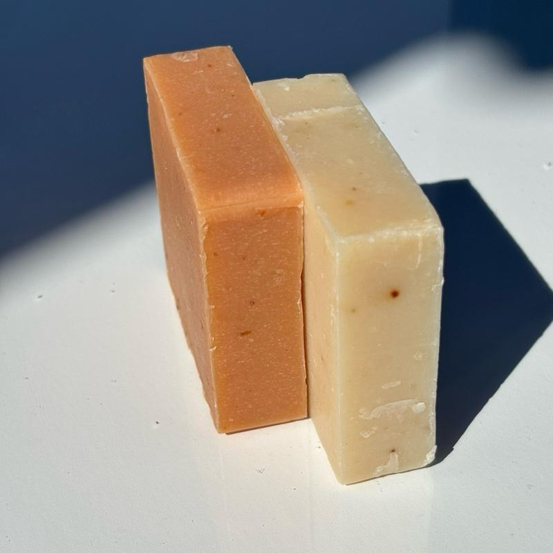 Two Natural Soaps Set | Handmade Soaps - Turmeric Soap & Goat’s Milk Oatmeal Gentle Skincare Sensitive Facial Skin Repair Cleanser Comfort Cleansing Facial Cleansing Facial Wash Exfoliant