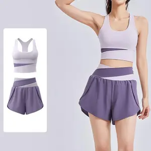AUMNA Women's Color Block Cropped Racerback Workout Tank Top with Built-in Bra, Gym & Yoga Sports Vest