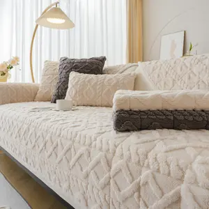 Simple Solid Velvet Sofa Cushion, European Style Soft Sofa Pad, Durable and Fashionable Furniture Accessory, All-Season Couch Protector