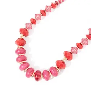 Swift Shimmer Multi Tone and Size Beaded Necklace in Pink