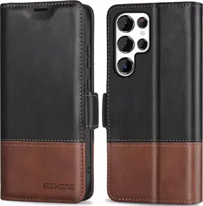 KEZiHOME for Samsung Galaxy S25 Ultra Case, Genuine Leather [RFID Blocking] Galaxy S25 Ultra Wallet Case, Card Slot Flip Magnetic Stand Phone Cover Compatible with Samsung S25 Ultra