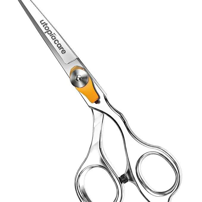 Utopia Care 6.5-Inch Barber-Grade Stainless Steel Hair Cutting Scissors - Ergonomic Easy-Grip Handle, Adjustable Tension Screw, Smooth Friction-Free Cut, Barber Equipment for Cosmetology Students & Everyday Home Grooming, Suitable for All Hair Types