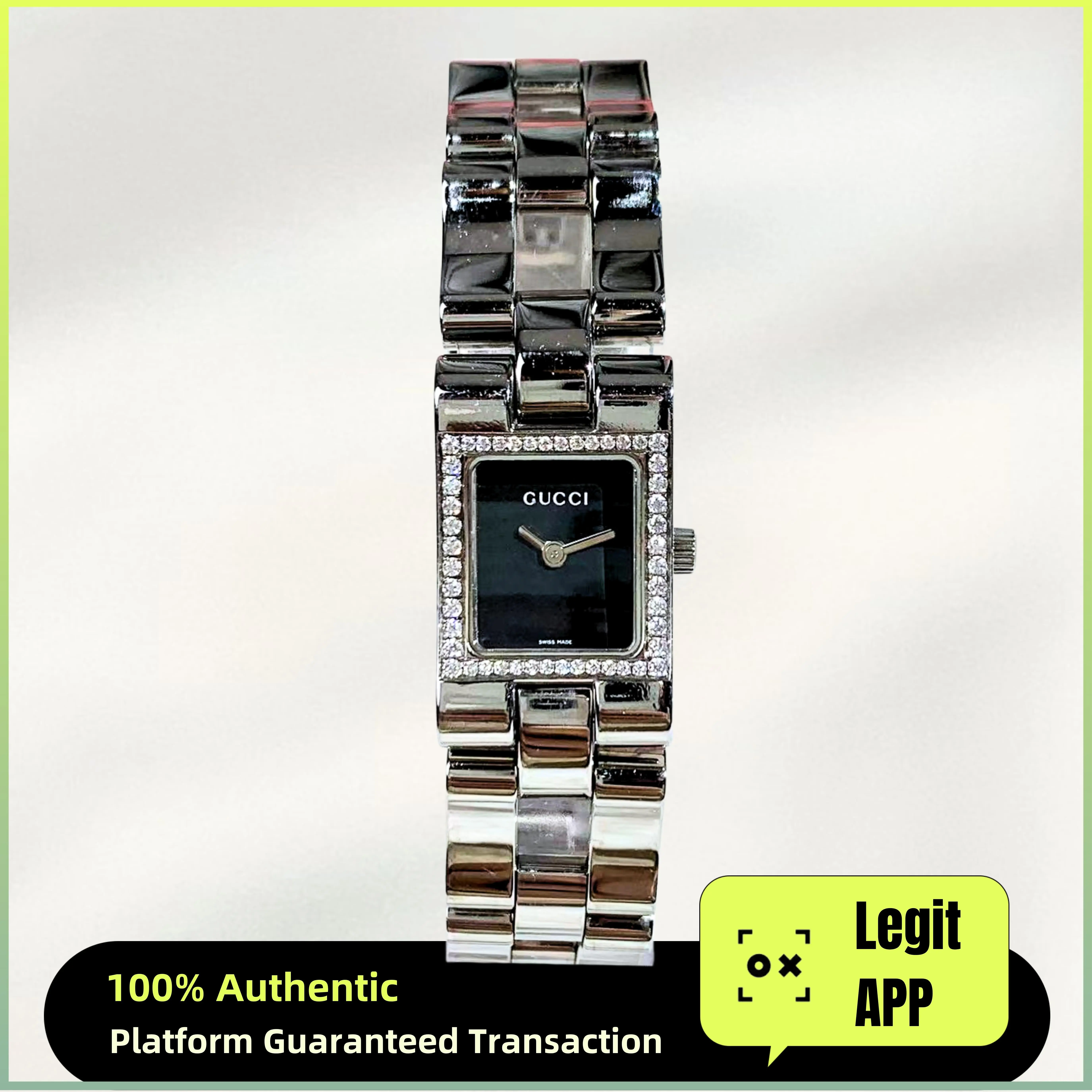Gucci Vintage 23mm Quartz - Black Dial & Stainless Steel Bracelet Ladies Watch 11908456