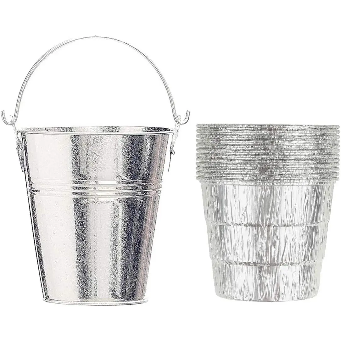 Steel Drip Bucket Can with 12-Pack Liners, Compatible with Traeger 20/22/34, Pit Boss & Other Pellet Grills