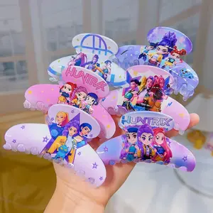 Cute Cartoon Hair Accessories for Girls, K-Pop8 Hunter Girl Team Acrylic Headbands & Rubber Bands, Creative Fashion Jewelry