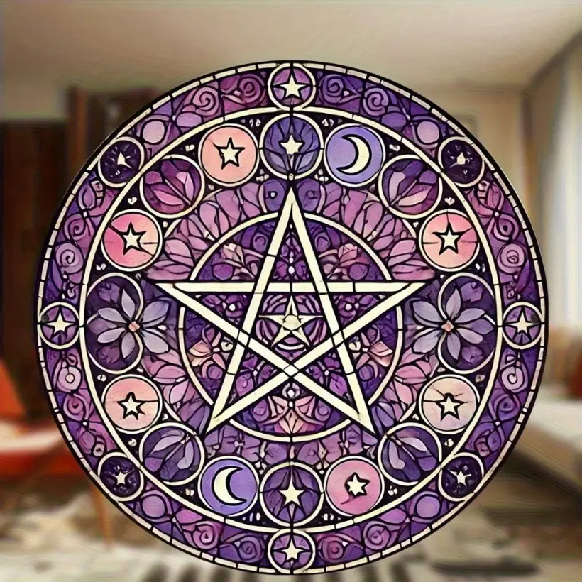 Antique Aluminum Pentagram Wall Art For Gothic Home Decor And Mystical Ritual Altar With Symmetrical Floral Design