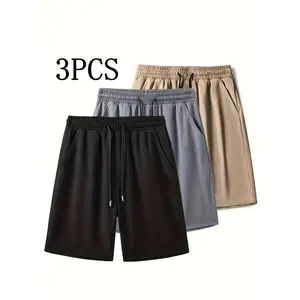 3-Pack Men's Fashion Sports Shorts, with Zipper Pockets, Quick-Dry, Breathable, Sweat-Absorbent, Suitable for Running, Cycling, Hiking, and Swimming, Perfect for Summer Training and Outdoor Activities, Plus Size Shorts