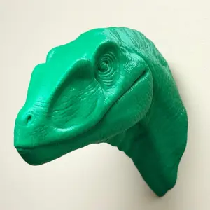 Velociraptor Head Wall Art Mount - 3D Printed Dinosaur Bust