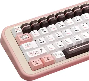 COOMICKEY Cherry Profile PBT Keycaps, 145 Keys Cute Style Keycap Set with Lovely Cute Icons, Dye-Sublimation Craft, White Pink Aesthetic Theme, Universal Fit for 60% 65% 75% 80% 100% US Layout Keyboards, Compatible with Cherry MX Switches Mechanical summe