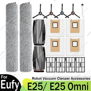 For【Eufy Omni E25 / E28】 Robot Vacuum Cleaner Accessories Main Roller Brush/ Side Brush/  hepa Filter/ Roller Mop Cloth/ Dust Bag Filter Cleaning Brush Replacement
