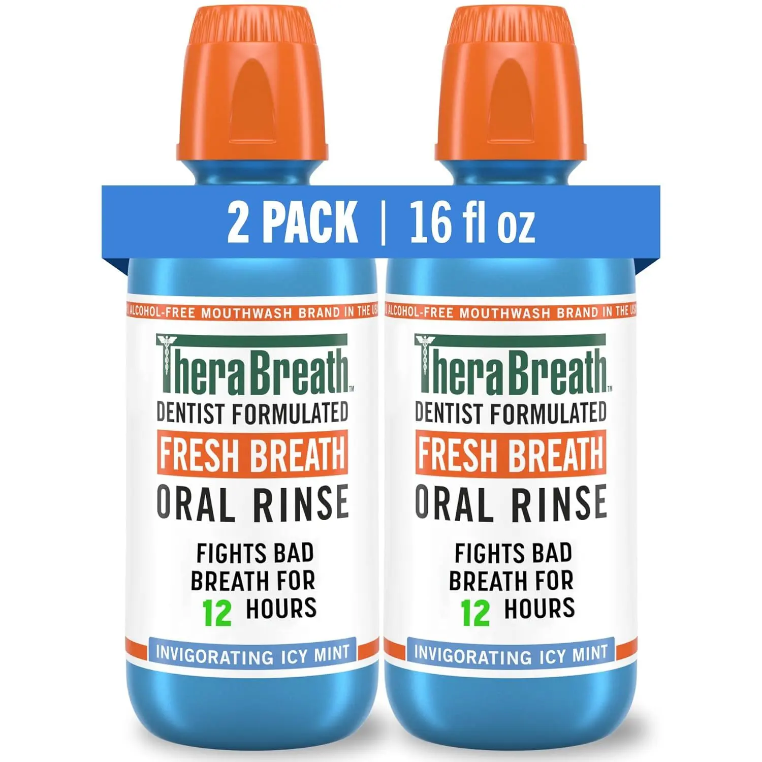 TheraBreath Fresh Breath Mouthwash, Icy Mint Flavor, Alcohol-Free, 16 Fl Oz (Pack of 2) – Mouthwash