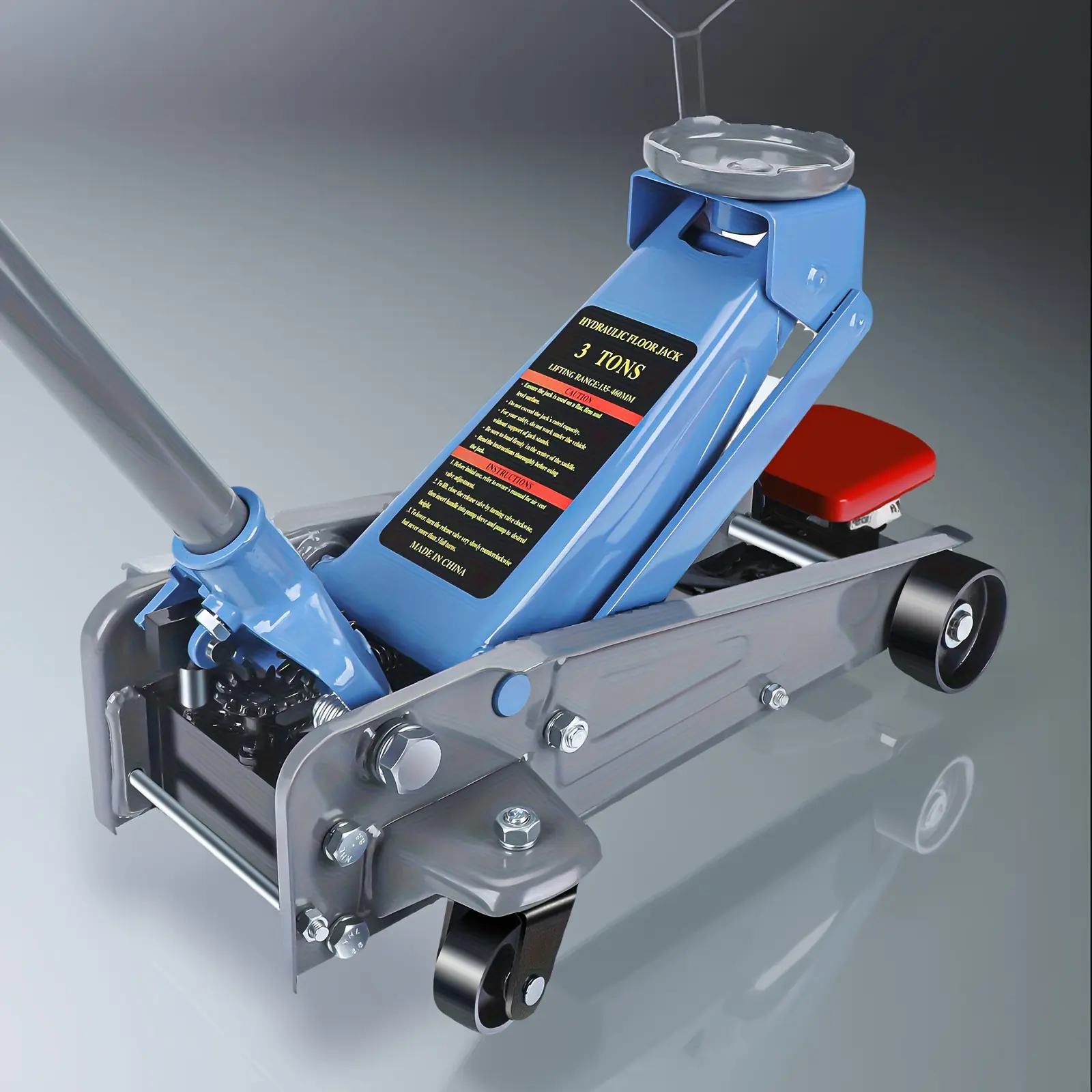3 Ton Floor Jack, Equipped with Wheels, Can Be Safely Lifted And Quickly Lifted, with A Lifting Height Of 460mm And A Range Of 5.31 In-18.11in, Suitable for Various Cars