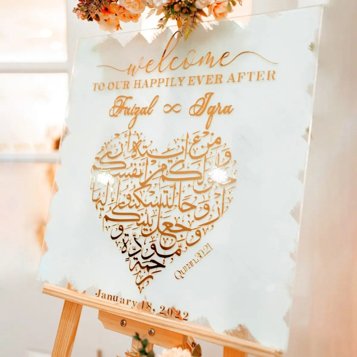 Nikkah Sign - Islamic Wedding Welcome Signage | Surah Rum Ayat 21