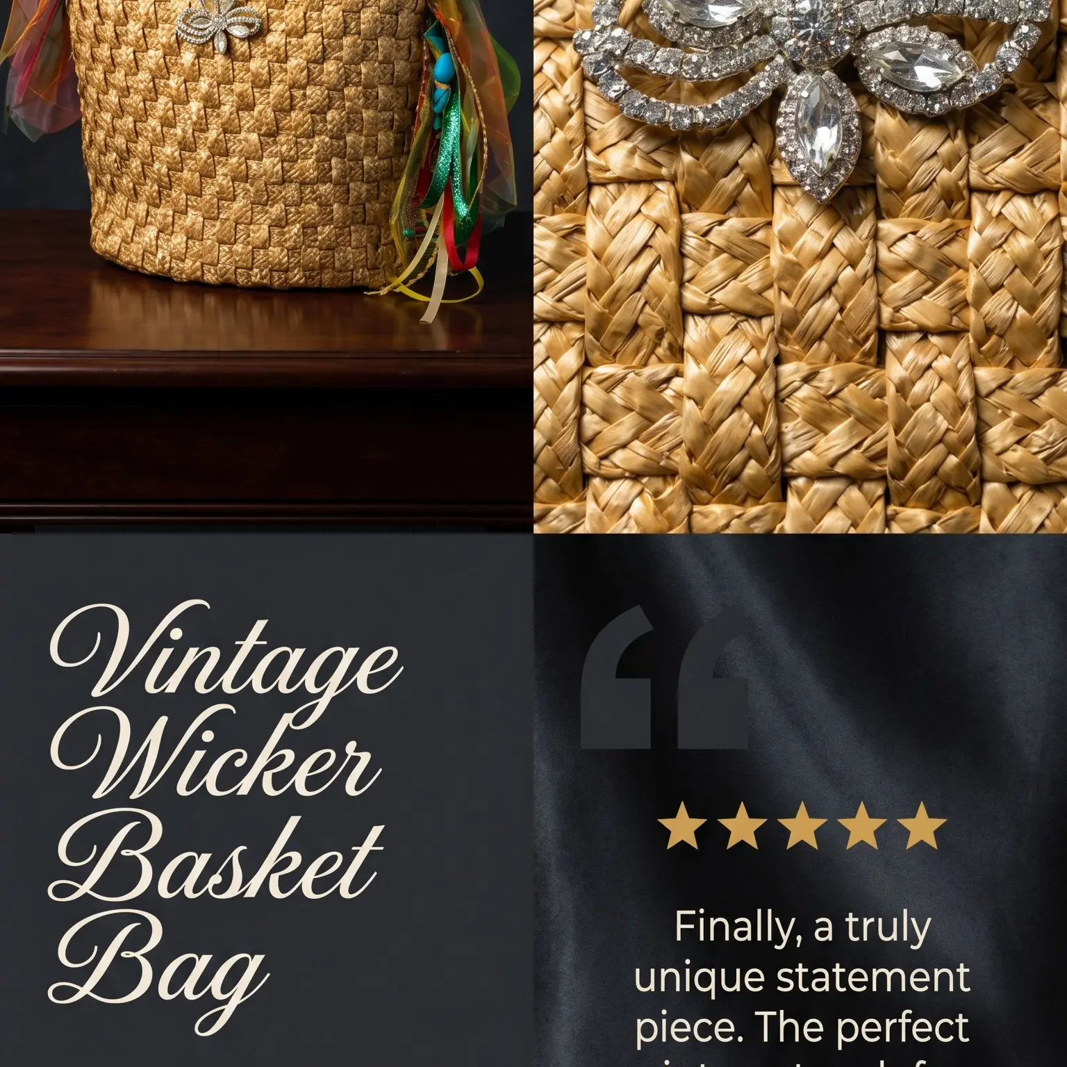Zoe's Handicrafts vintage wicker purse referbished