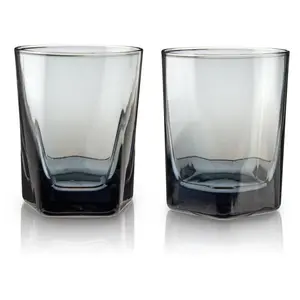 Viski Set of 2 Smoke Double Old Fashioned Glasses
