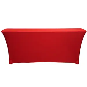 Stretch Spandex 6 ft x 18 Inches Classroom Rectangular Table Cover Red