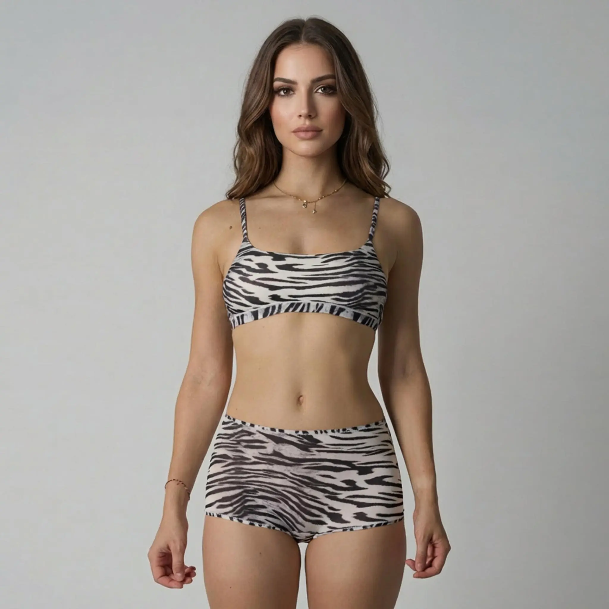 Katch Me COZY Women's Soft Minimalist Leopard Print Thin Strap Bralette & Knicker Set, Seamless Smoothing Lingerie & Underwear Set, Lightweight Sweat-Wicking Two Piece Sets