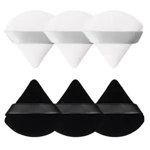 6-Piece Soft Triangle Powder Puffs for Loose Powder, Wedge Shape Velour Sponges for Contouring, Under Eyes & Corners, Beauty Makeup Tools
