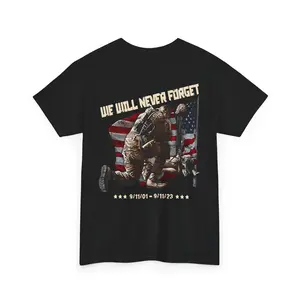 We Will Never Forget 9/11 Memorial T-Shirt – Patriotic Remembrance Tee Honoring Heroes & First Responders