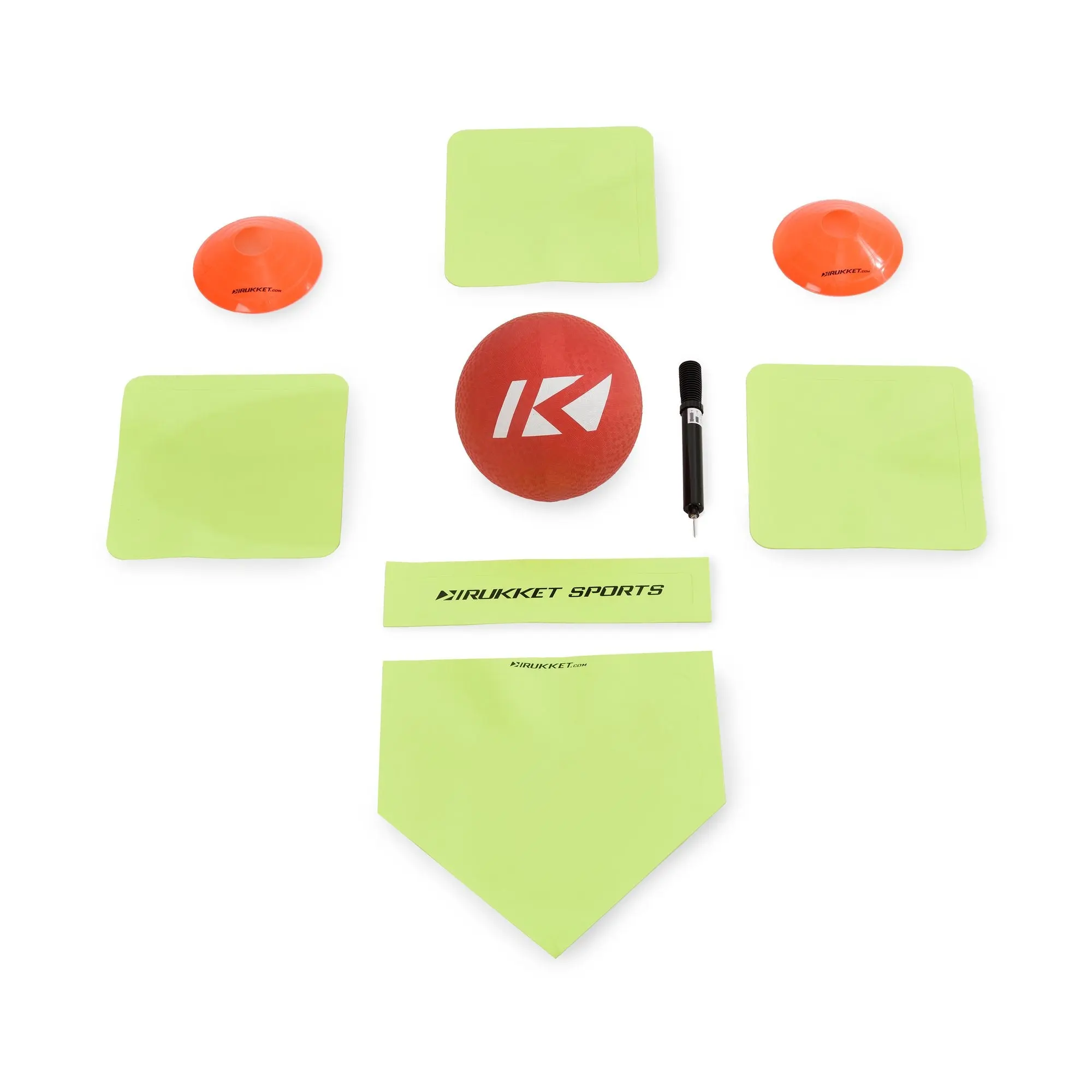 Rukket Sports Portable Travel Backyard Kickball Set with One Kickball and Pump