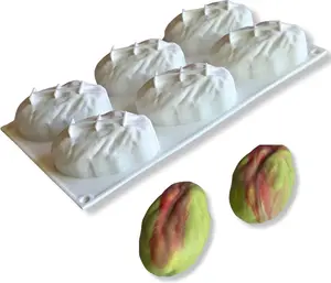 Professional 3D Pistachio Mousse Cake Mold – Premium Food-Grade Silicone Baking Tool for Viral Fruit-Shaped Pastries,6-Cavity, 3.4 oz per Cavity, for Mousse, Entremets and Chocolate Work Desserts