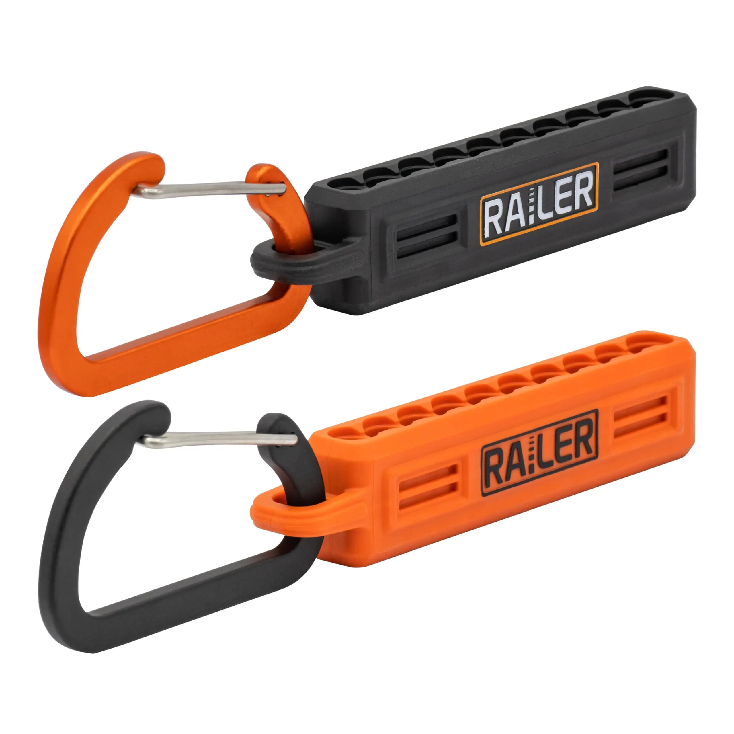 Railer Screwdriver Bit Holder Storage Organizer – 10-Hole Bit Holder with Carabiner - 2 Pack