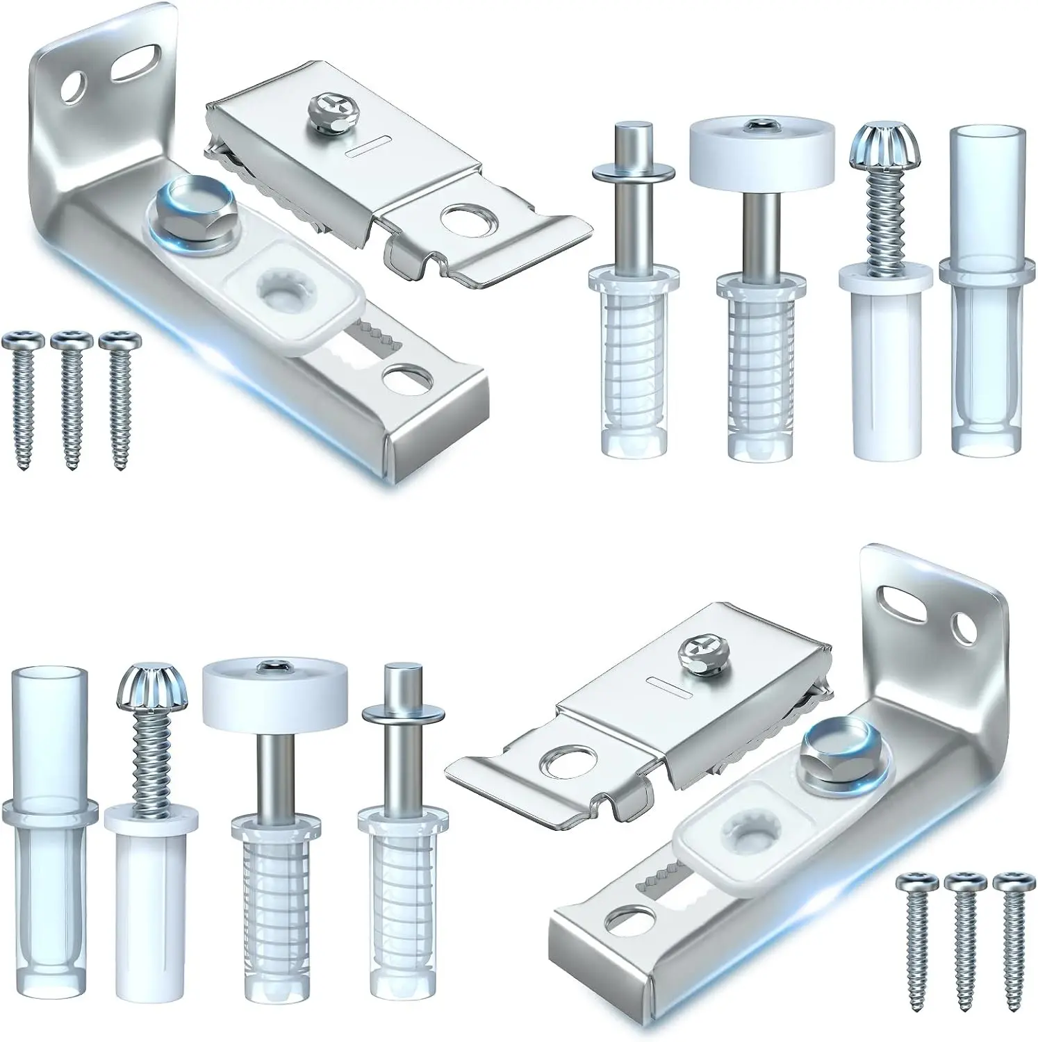 Bifold Door Hardware Repair Kit Use for Bi Fold Closet Sliding Folding Door | 2 Pack Bi Fold Accordion Door Replacement Parts Include Top & Bottom Bracket, 3/8" Pivot, 7/8" Guides Wheel, Easy to Install
