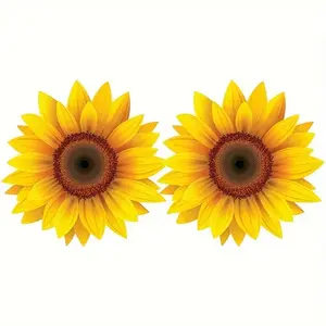2pcs Cool Sunflower Waterproof Car Stickers, Truck Car Decal, Vinyl Plant Decals for Laptops Water Bottles Vehicles Windows Walls Fridge Skateboards Boats