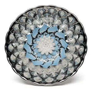 Golden Blue Jianzhan Lotus Teacup — Gold-Plated with Gold Powder and Sand-Flow Pattern