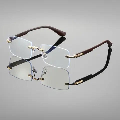 Unisex Frameless Rectangular Frames Glasses, Fashion Eyeglasses, Stylish Eyeglass, Rimless Eyewear, Bluelight Fashion Glasses, Anti-Blue Light, Suitable for Office, Study, Daily Wear, Square Eyed Glasses, Fashion Accessory Eyewear