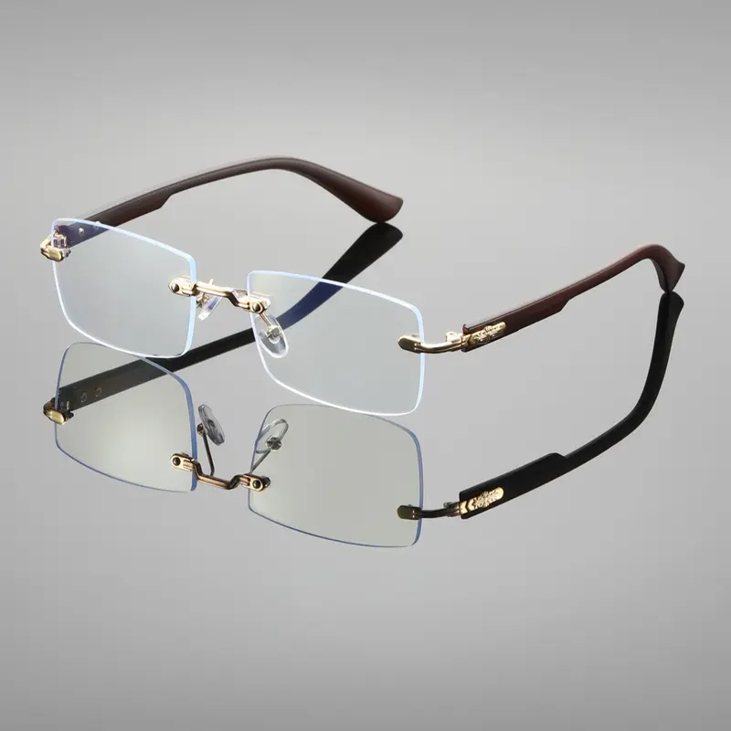 Unisex Frameless Rectangular Frames Glasses, Fashion Eyeglasses, Stylish Eyeglass, Rimless Eyewear, Bluelight Fashion Glasses, Anti-Blue Light, Suitable for Office, Study, Daily Wear, Square Eyed Glasses, Fashion Accessory Eyewear