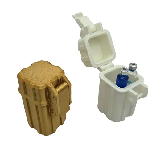 Peptide Pen Cartridge Vault - 4 Cartridge Holder Secure Hinged Lid Compact Storage Case for Travel & Backup Cartridges