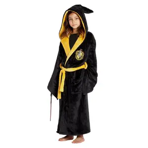 Harry Potter Hogwarts Houses Girls' Fleece Hooded Robe Pajama Lounge Bathrobe - Ravenclaw Hufflepuff Gryffindor Slytherin