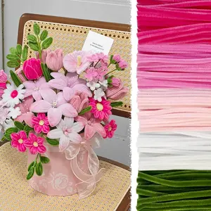 500 count  Flower Colored Pipe Cleaners Bulk, Pastel Chenille Stems DIY Fuzzy Pipe Cleaners for DIY Project Decoration,Art Supplies for Beginner, Classroom