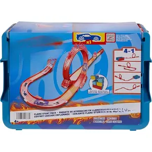 Hot Wheels Toy Car Track Set, Track Builder Toxic Super Jump Playset with 1:64 Scale Vehicle & 10 Component Parts in Modular Storage Box Toyset Action Figure