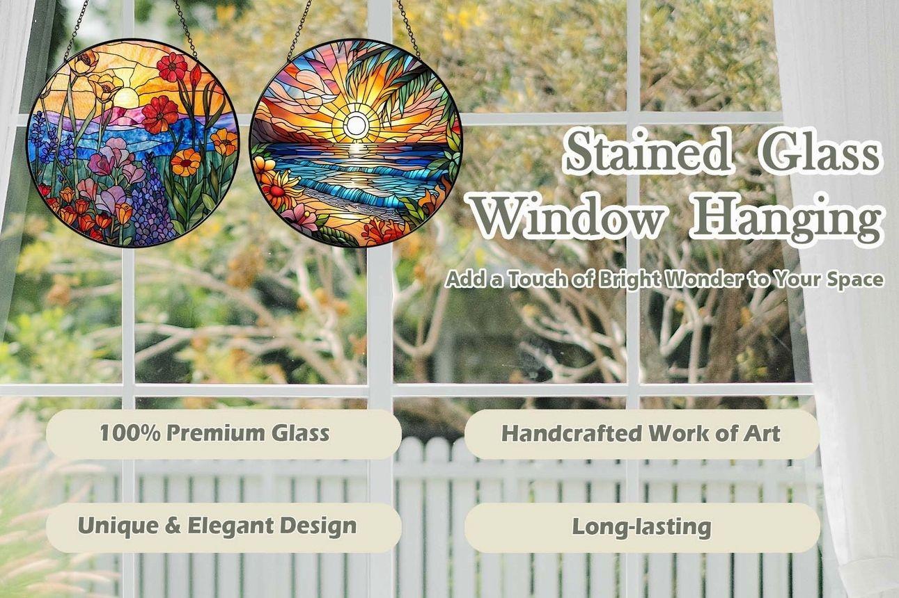Wildflower Hanging Stained Glass Window Suncatcher: Garden Decor, Thoughtful Gift for Women, Christmas, Mother's Day