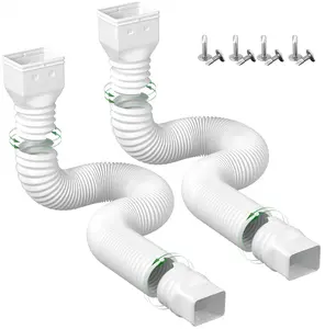 2 Pack Rain Gutter Downspout Extensions Flexible,Drain Downspout Extender Connector 21"-68",Screws for Included,White