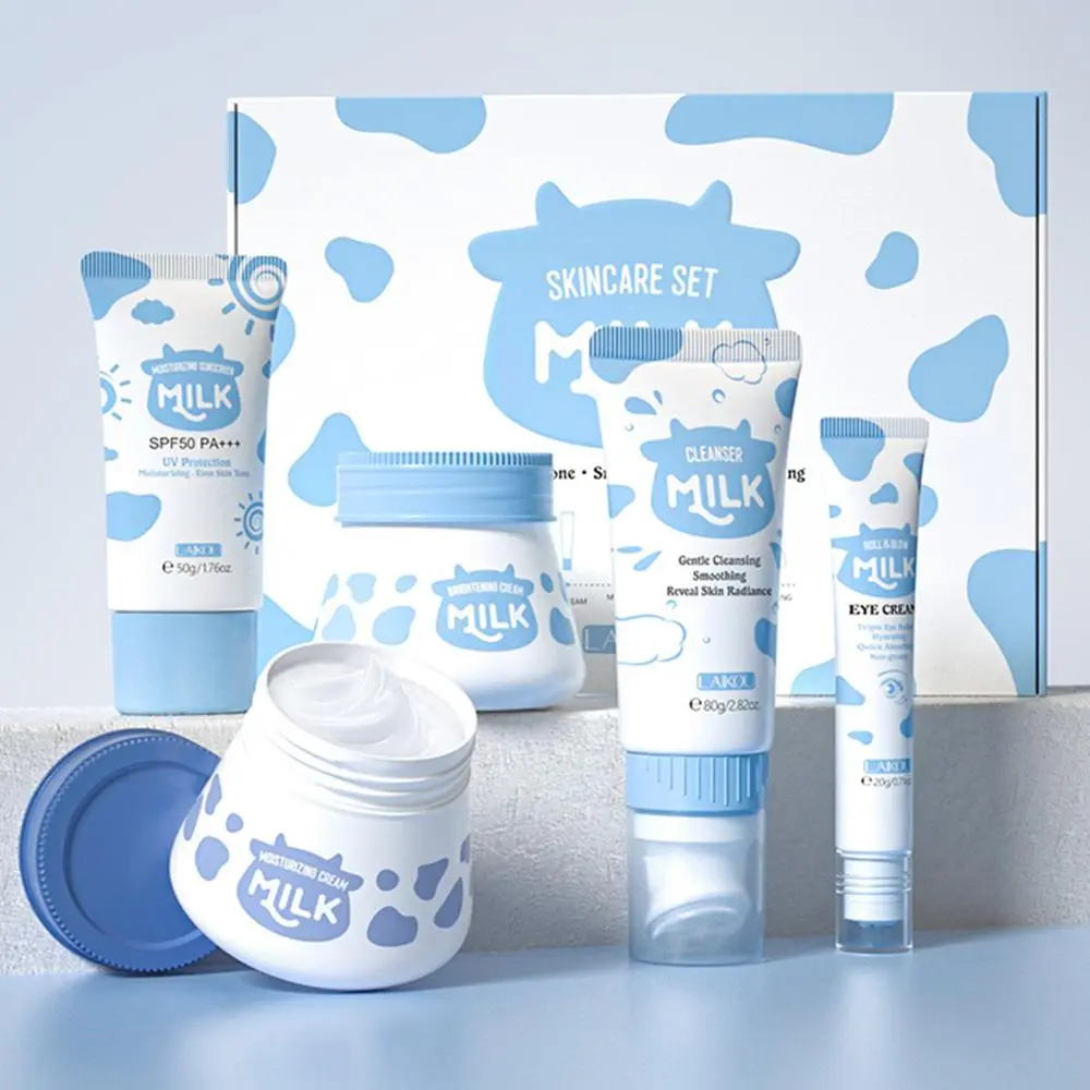 Gentle Milk Skincare Set, Facial Cleansing Hydrating and Nourishing Moisturizing Skin Care Gift Set for Women, Birthday Gift, Kbeauty Pamper Gift Set, Glow Moisturizer Skincare, Valentine's Day Gift, Skin brightening kit, Skin Care Kit