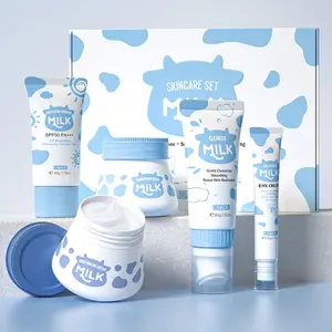 Gentle Milk Skincare Set, Facial Cleansing Hydrating and Nourishing Moisturizing Skin Care Gift Set for Women, Birthday Gift, Kbeauty Pamper Gift Set, Glow Moisturizer Skincare, Valentine's Day Gift, Skin brightening kit, Skin Care Kit